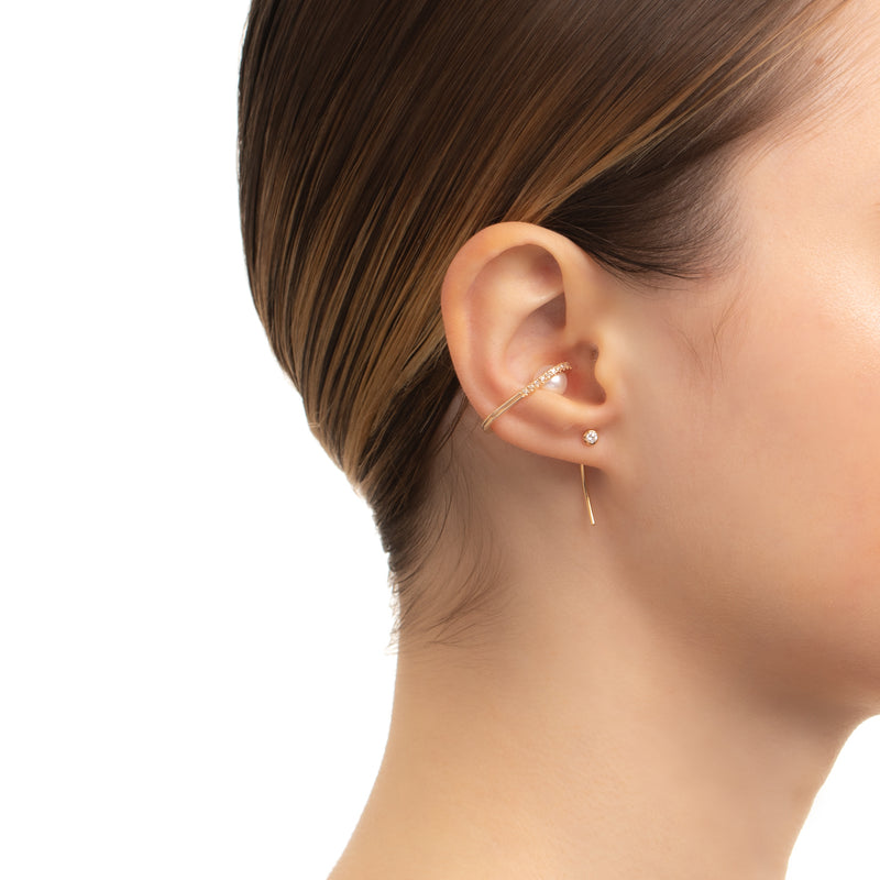 "Beluga" Diamond Pearl Ear Cuff