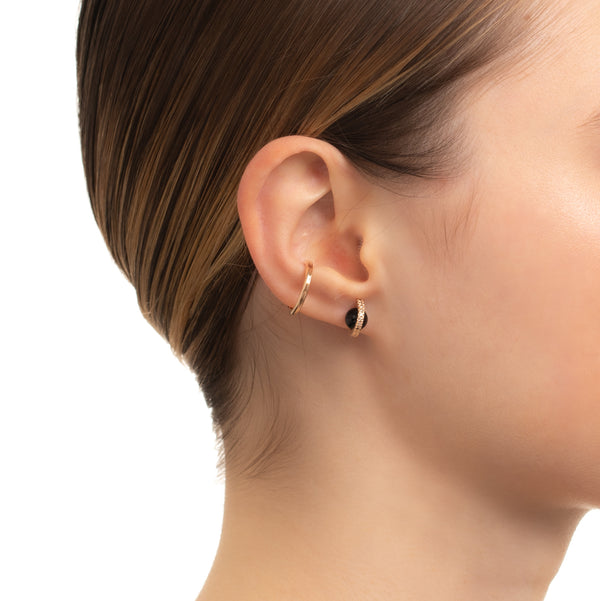 "Beluga" Onyx Diamond Earring S size