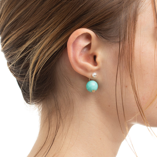 "IBIZA" Pearl Earring w/ Amazonite Backing