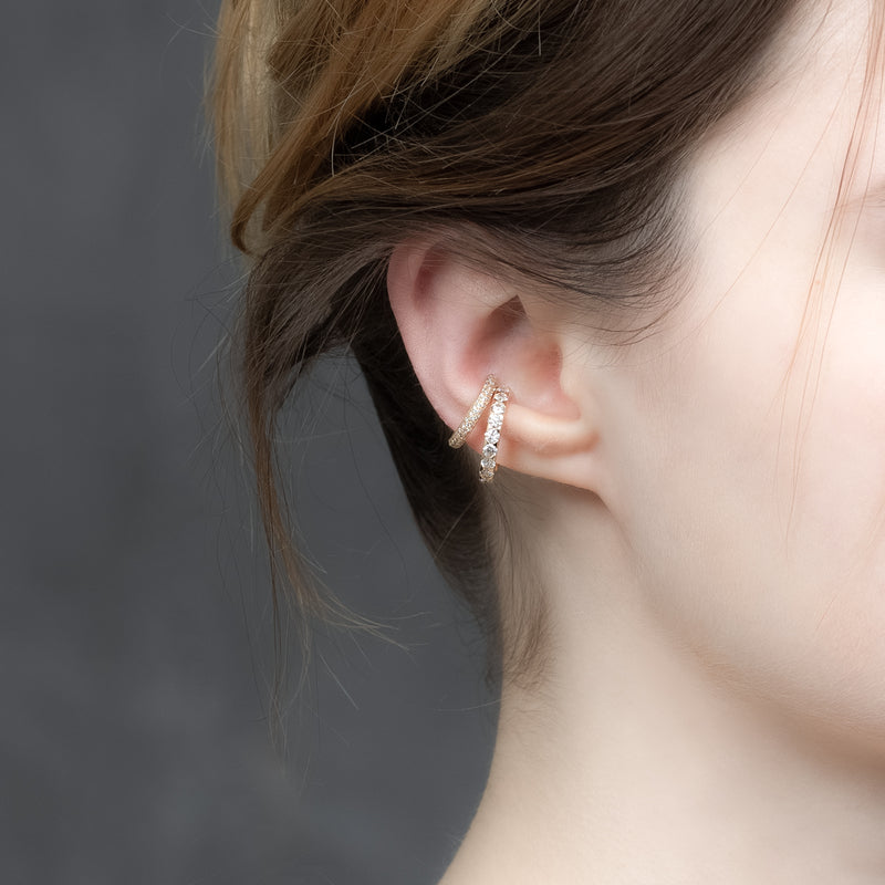 18k "All About Basics" 3-Row Pavé Diamond Ear Cuff S size