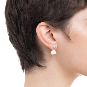 BELUGA Diamond Pearl Earring with White Agate Backing