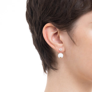 BELUGA Diamond Pearl Earring with White Agate Backing