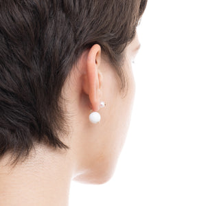 BELUGA Diamond Pearl Earring with White Agate Backing