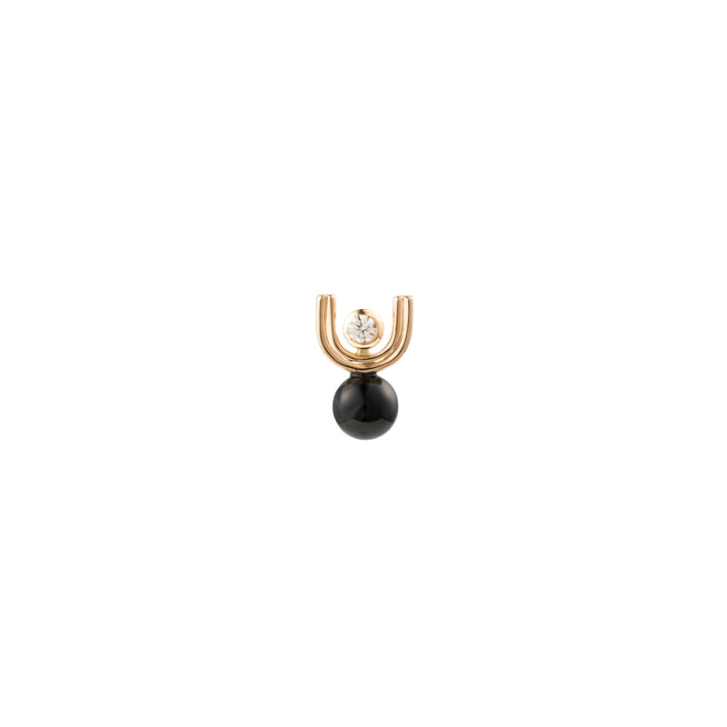 "Beluga" Oblong Diamond Onyx Earring