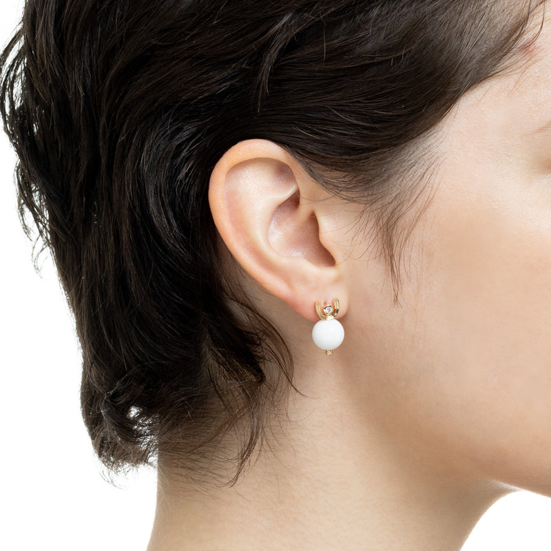 "Beluga" Diamond White Agate Earring