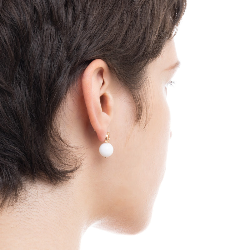 "Beluga" White Agate Earring
