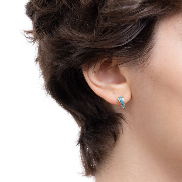 "Bird of Paradise" Hoop Earring in Izmir Blue