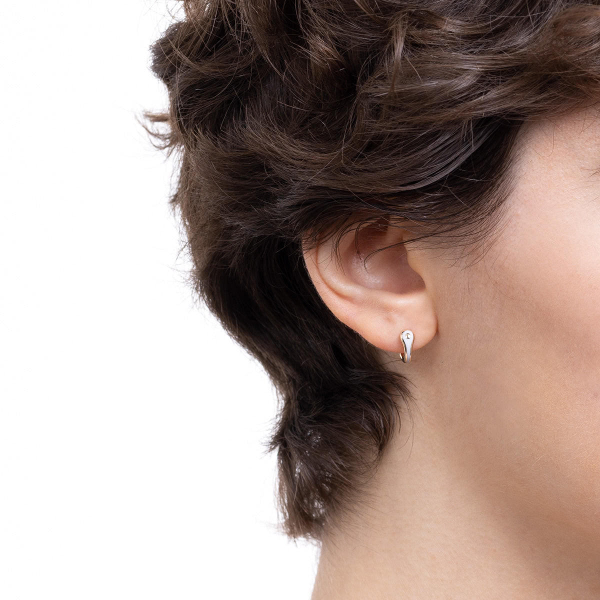 BIRD OF PARADISE Half Hoop Earring in Ivory White