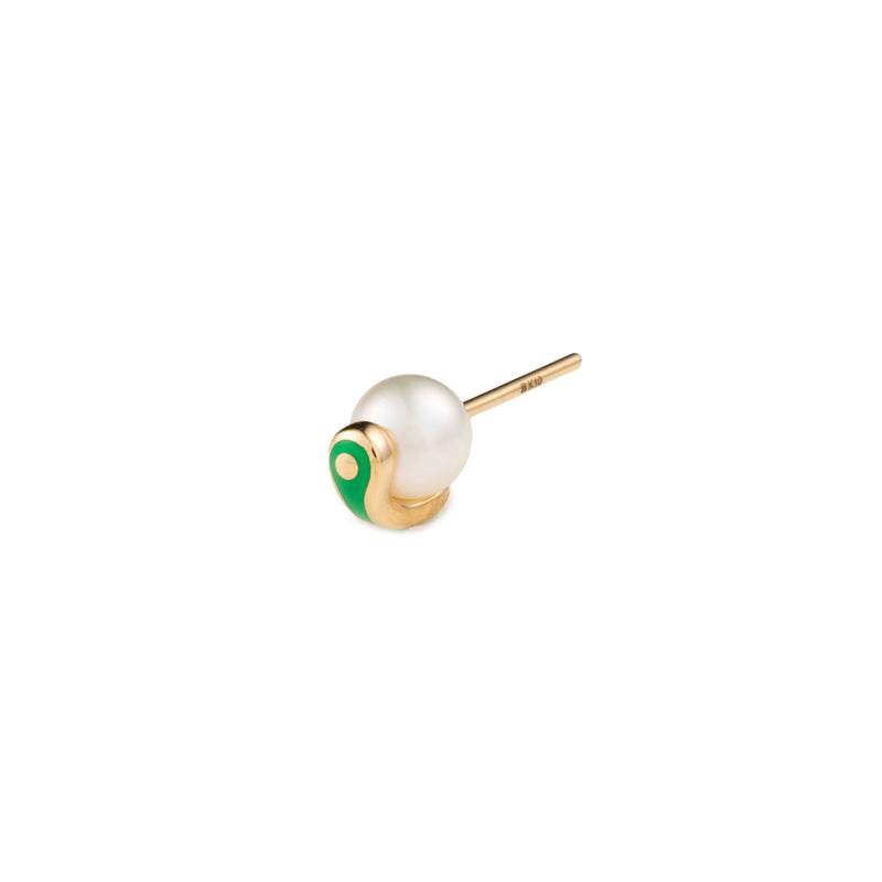 "Bird of Paradise" Pearl Earring in Chameleon Green