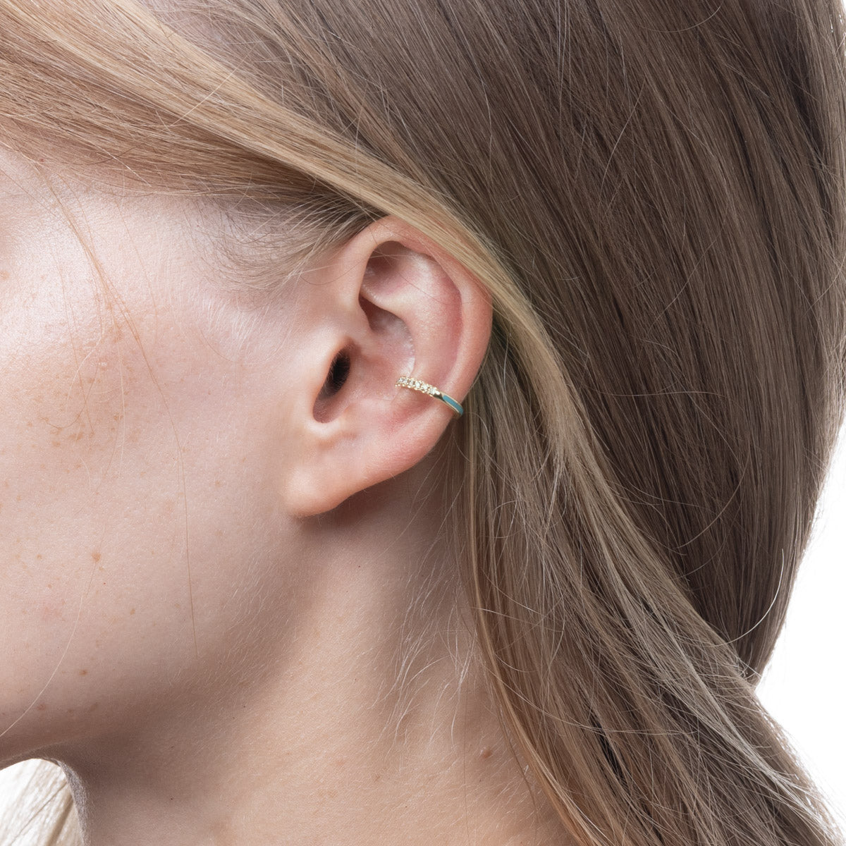 BIRD OF PARADISE Diamond Ear Cuff in Izmir Blue