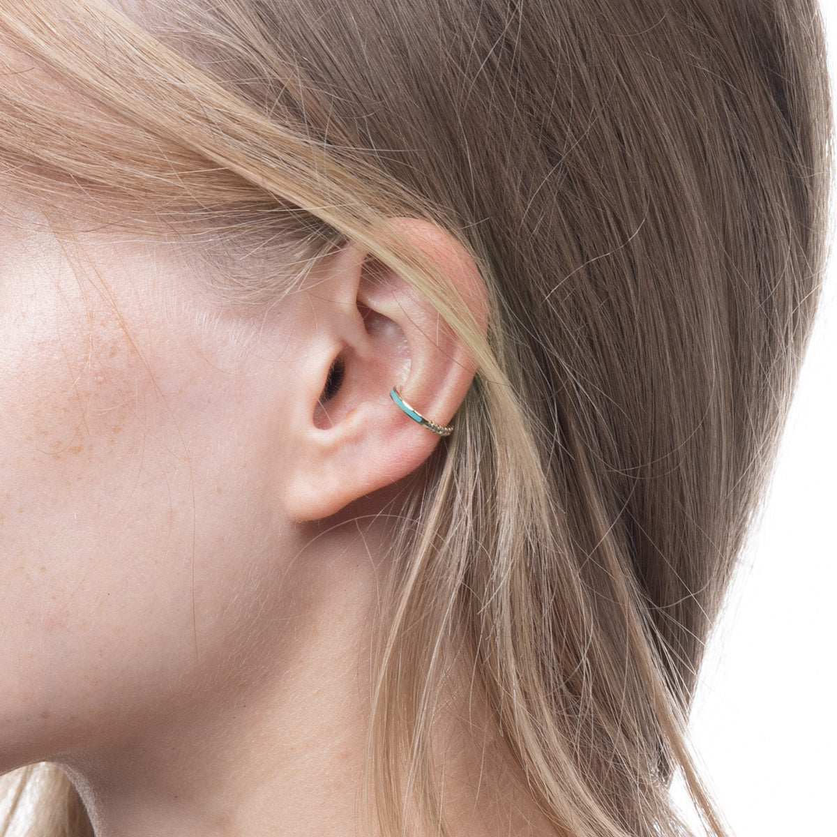 BIRD OF PARADISE Diamond Ear Cuff in Izmir Blue