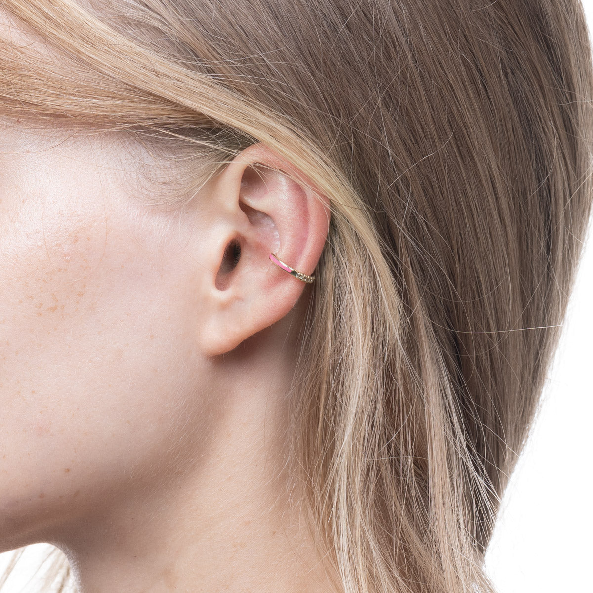 BIRD OF PARADISE Diamond Ear Cuff in Neon Rose