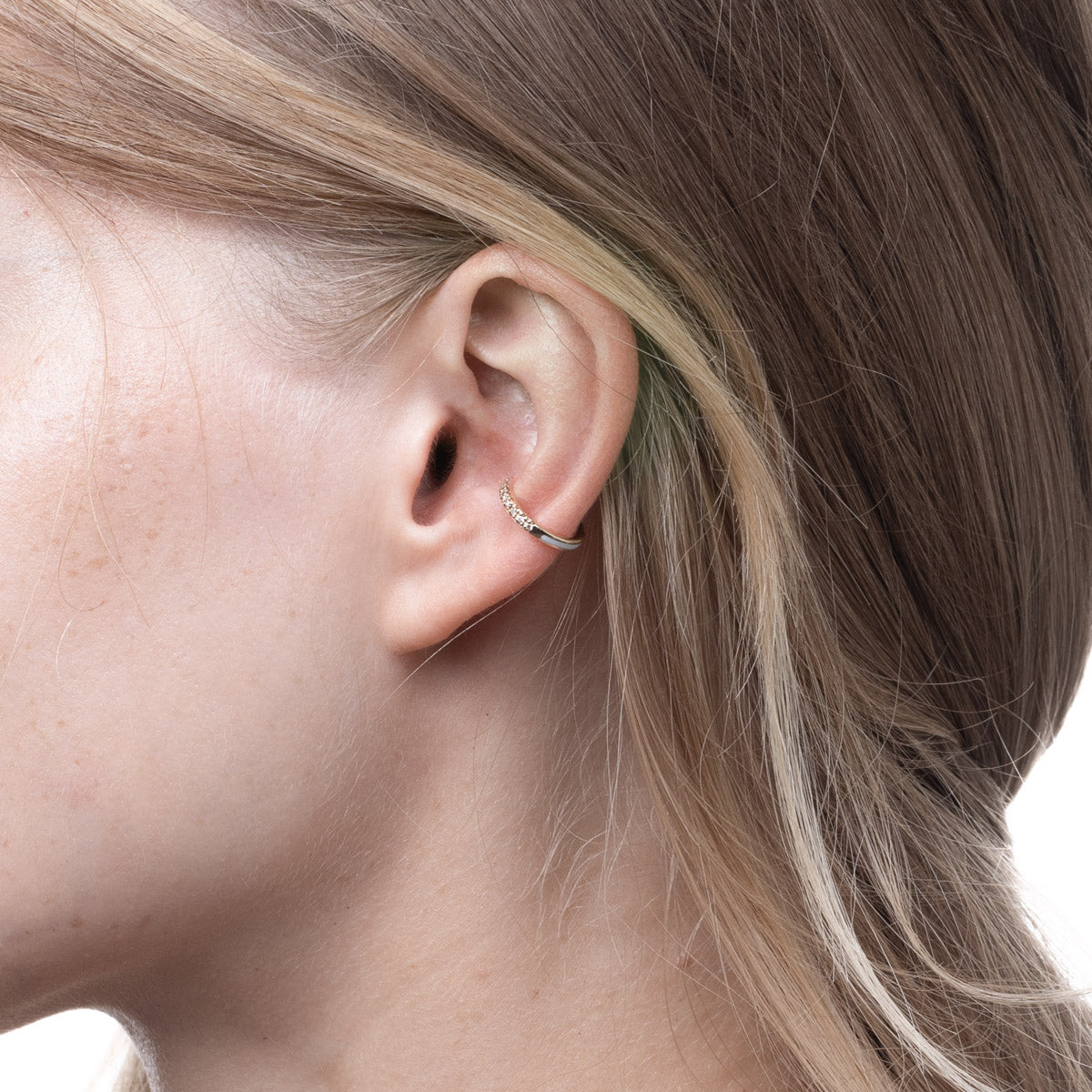 BIRD OF PARADISE Diamond Ear Cuff in Ivory White