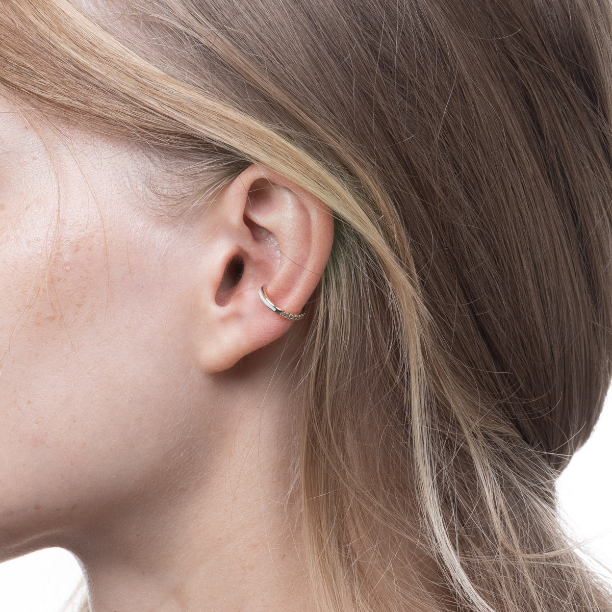 BIRD OF PARADISE Diamond Ear Cuff in Ivory White