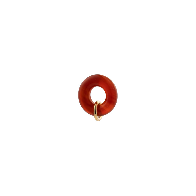 18k "Manhattan" Red Agate Oblong Huggie Earring