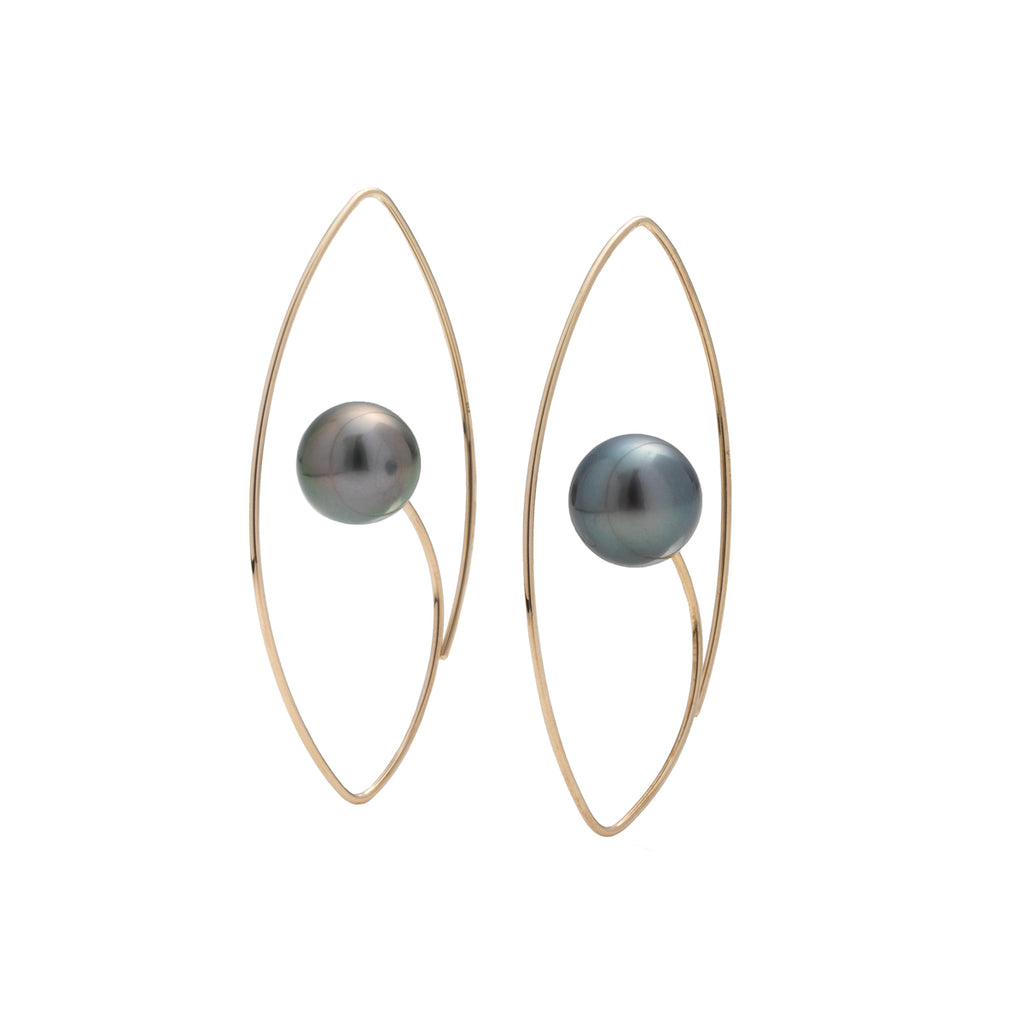 Tahitian Pearl Earrings | Black Pearl Studs | 14 karat Gold – Pearl Paradise
