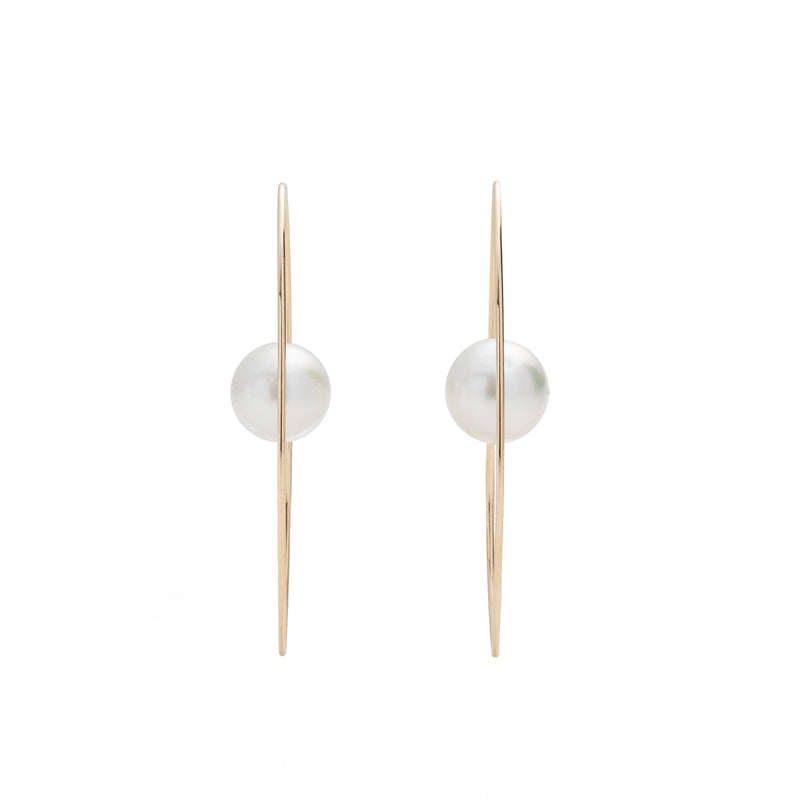 South Sea Pearl Floating Oval Earring L size