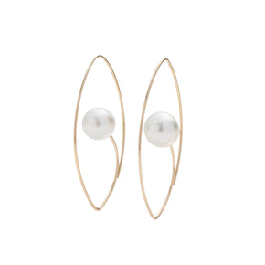 South Sea Pearl Floating Oval Earring L size
