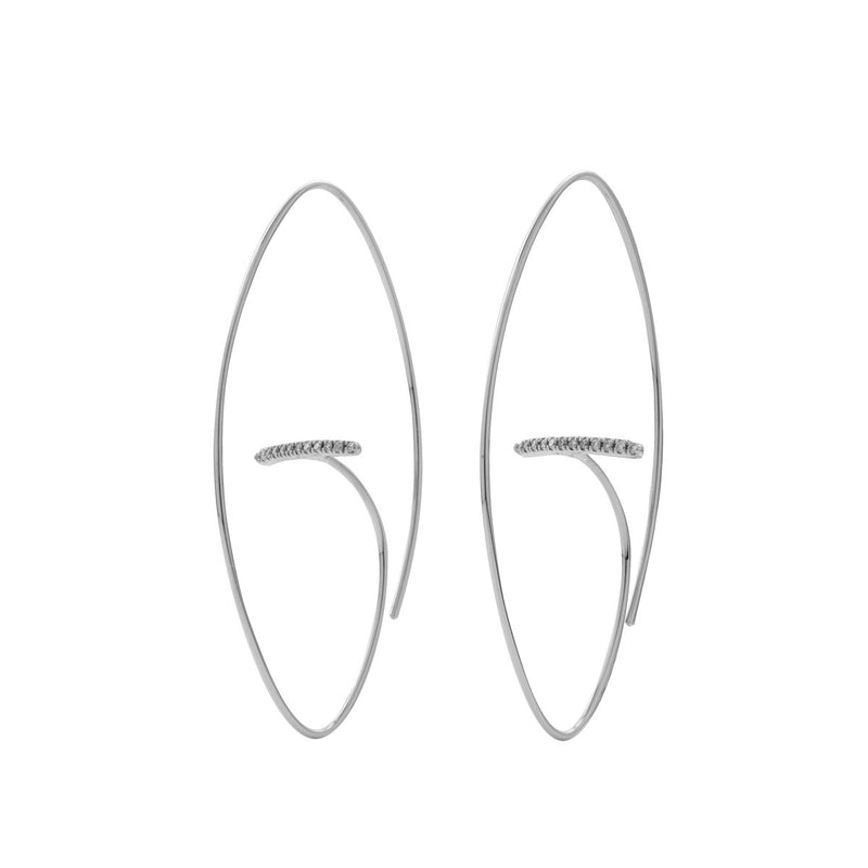 "Gossamer" Diamond Bar Floating Oval Earring L size