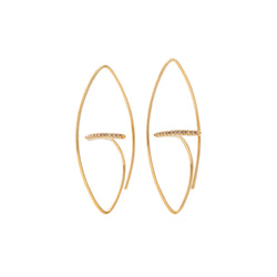 "Gossamer" Diamond Bar Floating Oval Earring M size