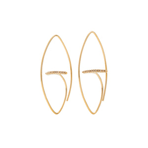 GOSSAMER Diamond Bar Floating Oval Earring Medium size
