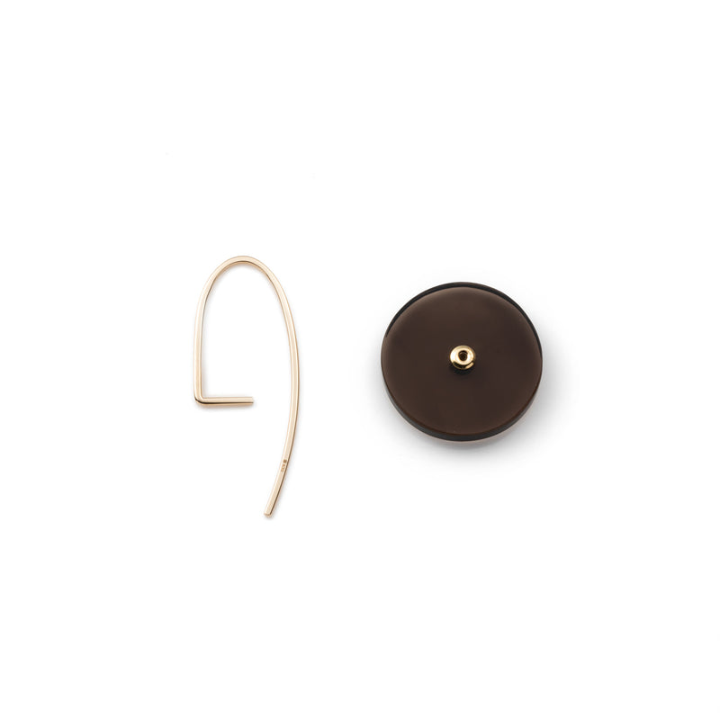 "Orbital" Smoky Quartz Hook Earring M size