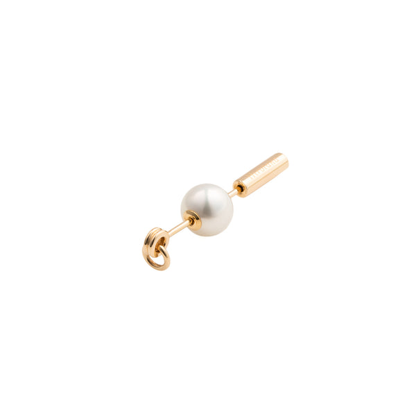 "Mini Spear" Gold Circle Pearl Earring