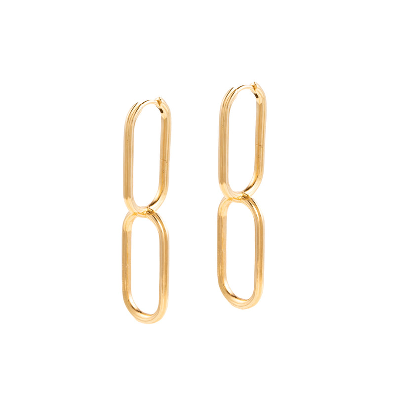 18k "Dune" Oblong Hoop Earrings M size