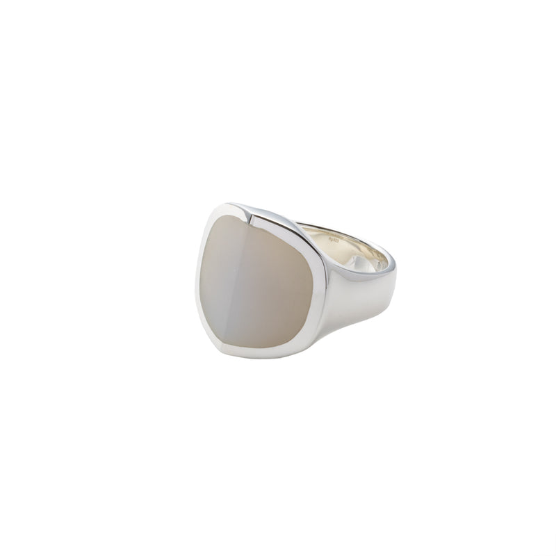 "EQUINOX"-Pyramid White Agate Ring L size