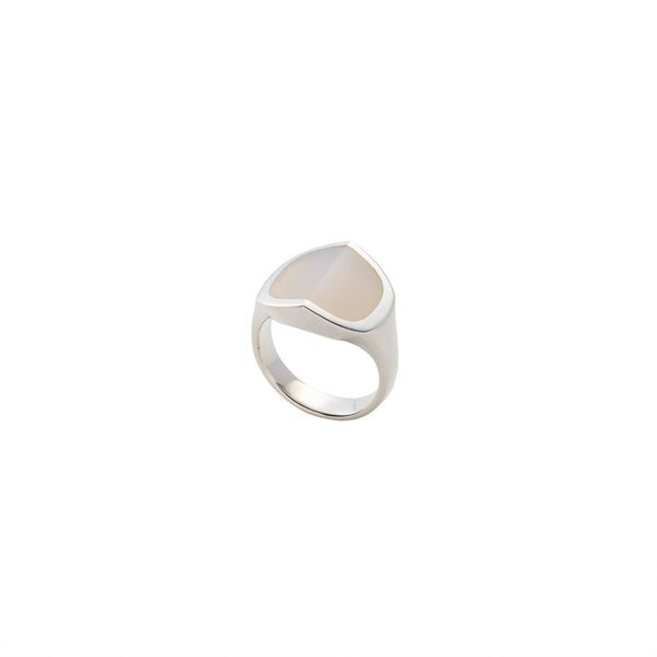 "EQUINOX"-Pyramid White Agate Ring M size