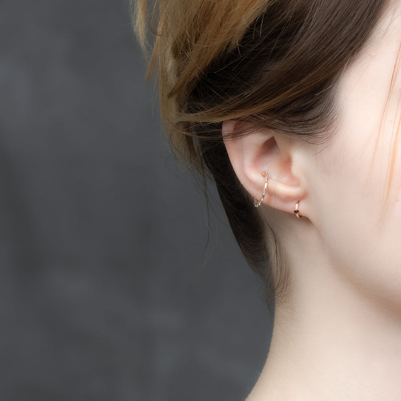 "Mughal" Cabochon Ruby Huggie Earring XS size
