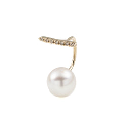 Diamond Short Bar Earring with Pearl Backing