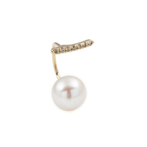 Diamond Short Bar Earring with Pearl Backing