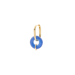 18k "Manhattan" Blue Agate Oblong Huggie Earring
