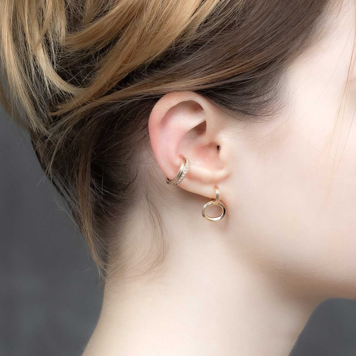 18K DUNE Oval Hoop Single Earring