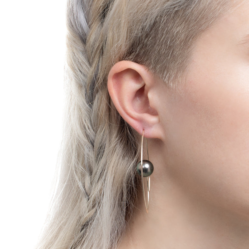 Black Color Elegant Light Weight Pearl Earring For Women - Aferando