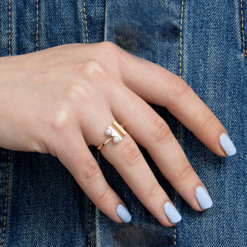 "Beluga" Pearl Cuff Ring