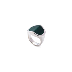 "EQUINOX"-Pyramid Green Agate Ring L size