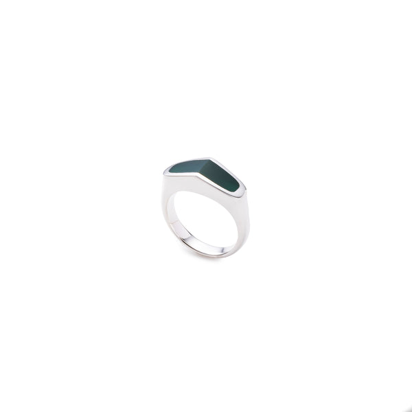 "EQUINOX"-Pyramid Green Agate Ring
