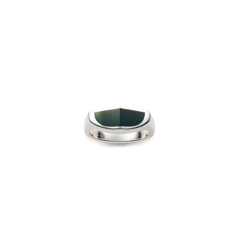 "EQUINOX"-Pyramid Green Agate Ring