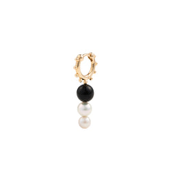"Sea Anemone" Pearl Onyx Huggie Hoop Earring